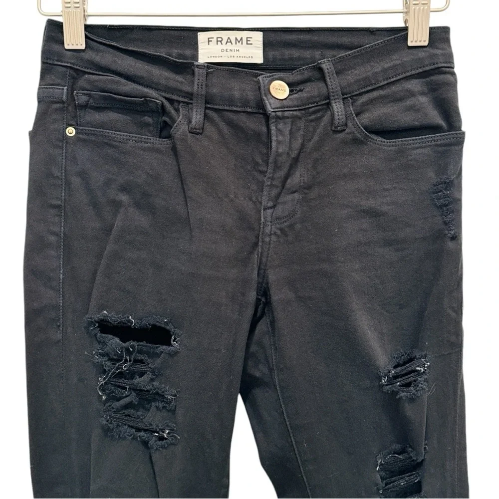 Frame Le Color Ripped Black Skinny‎ Jean | 24 - Picture 5 of 12